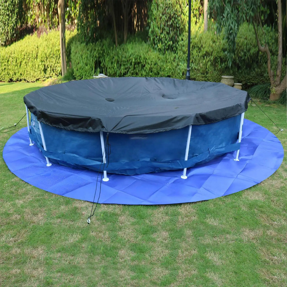 tapis sol piscine ronde bleu uni robuste étanche 2.45m 3m 3.6m 4.5m
