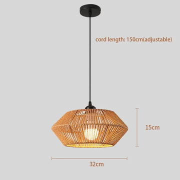 lampe suspendue moderne marron clair tissée main 32cm opale câble noir adjustable 150cm chambre