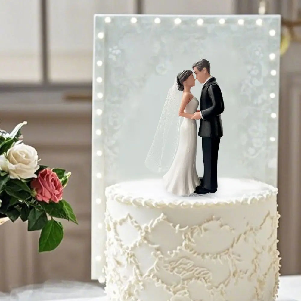 figurines mariés gâteau mariage voile fleurs classique romantique saint valentin anniversaire blanc noir