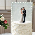 figurines mariés gâteau mariage voile fleurs classique romantique saint valentin anniversaire blanc noir