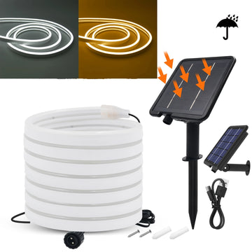ruban led neon solaire blanc chaud flexible etanche decoration interieur exterieur