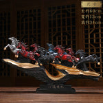 ornements sculptés chevaux résine artisanal chinois couleurs dorées rouges noires modernes