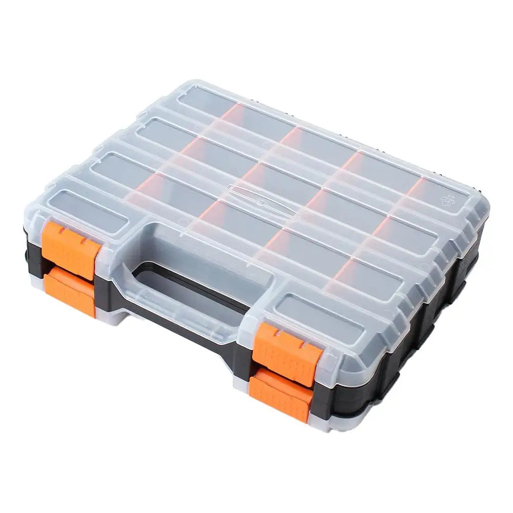 boîte outils transparente moderne poignées vis tournevis pinces clous compartiments organisateur