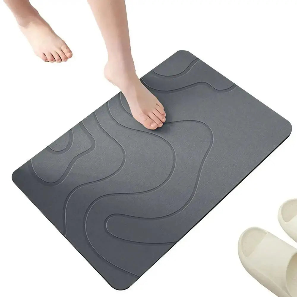 tapis bain moderne gris foncé motifs ondulés absorbant 40x60cm entrée salle bain