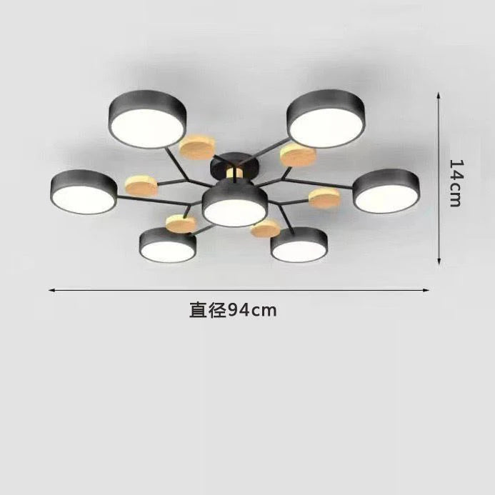 lampe moderne vert noir bois clair circulaire structure branchée simple flux lumineux led 2000