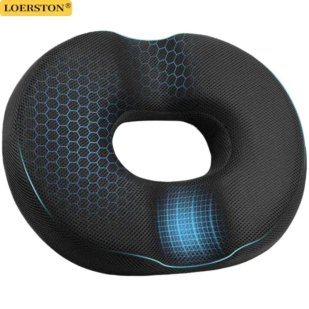 coussin orthopédique mousse mémoire forme respirant contour noir maille hexagonale