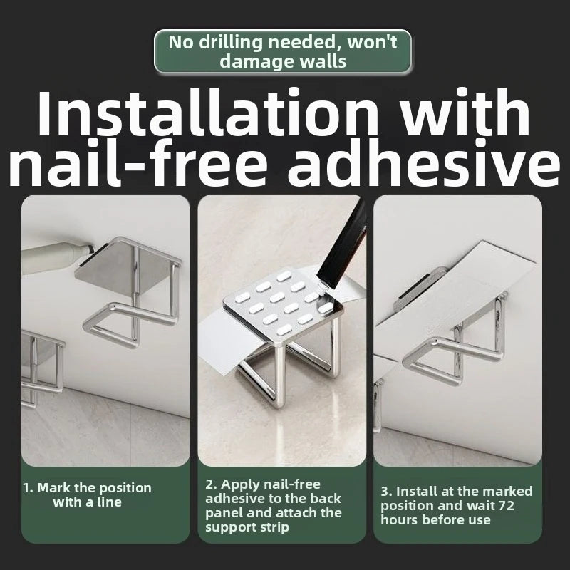 porte couverts universel bois naturel métal chromé moderne adhésif multifonction vaisselle rangement cuisine efficace