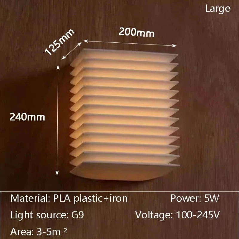 lampe murale moderne blanc plis réguliers led cuisine étude salle manger fixée mur