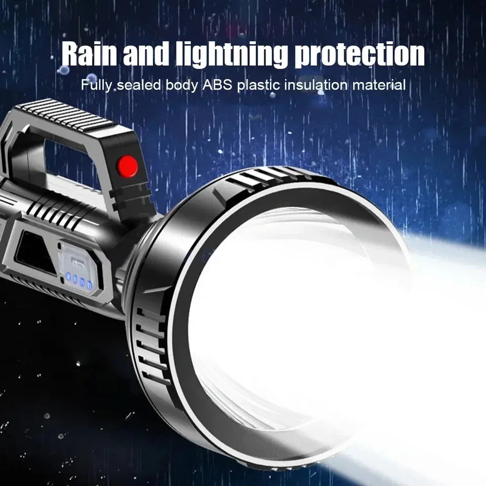 lampe torche puissante rechargeable écran digital résistante choc mode défense lumière intense camping