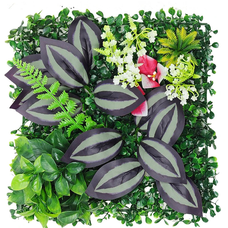 panneau mural plantes artificielles herbe verte fleurs blanches décoration jardin extérieur mur extérieur décoratif