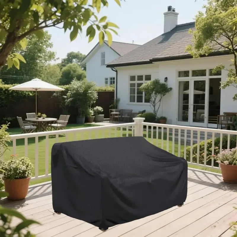 housse canapé noir texture tissée moderne boucle fixation corde ajustable ventilation poignée padded handle
