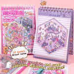 livre autocollants illustrations animaux scènes miniatures dessin animé violet rose mignon éducatif enfants adolescents