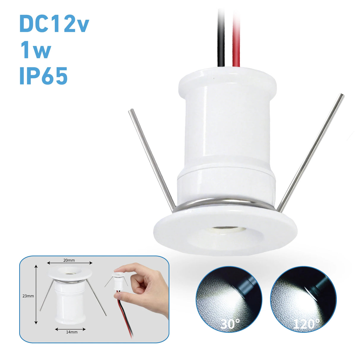 Spot LED argent noir blanc mat moderne ip65 1w 12v waterproof 480mm