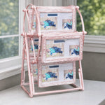 Cadre photo grande roue bronze floral vintage 12 photos rotatif transparent distressé