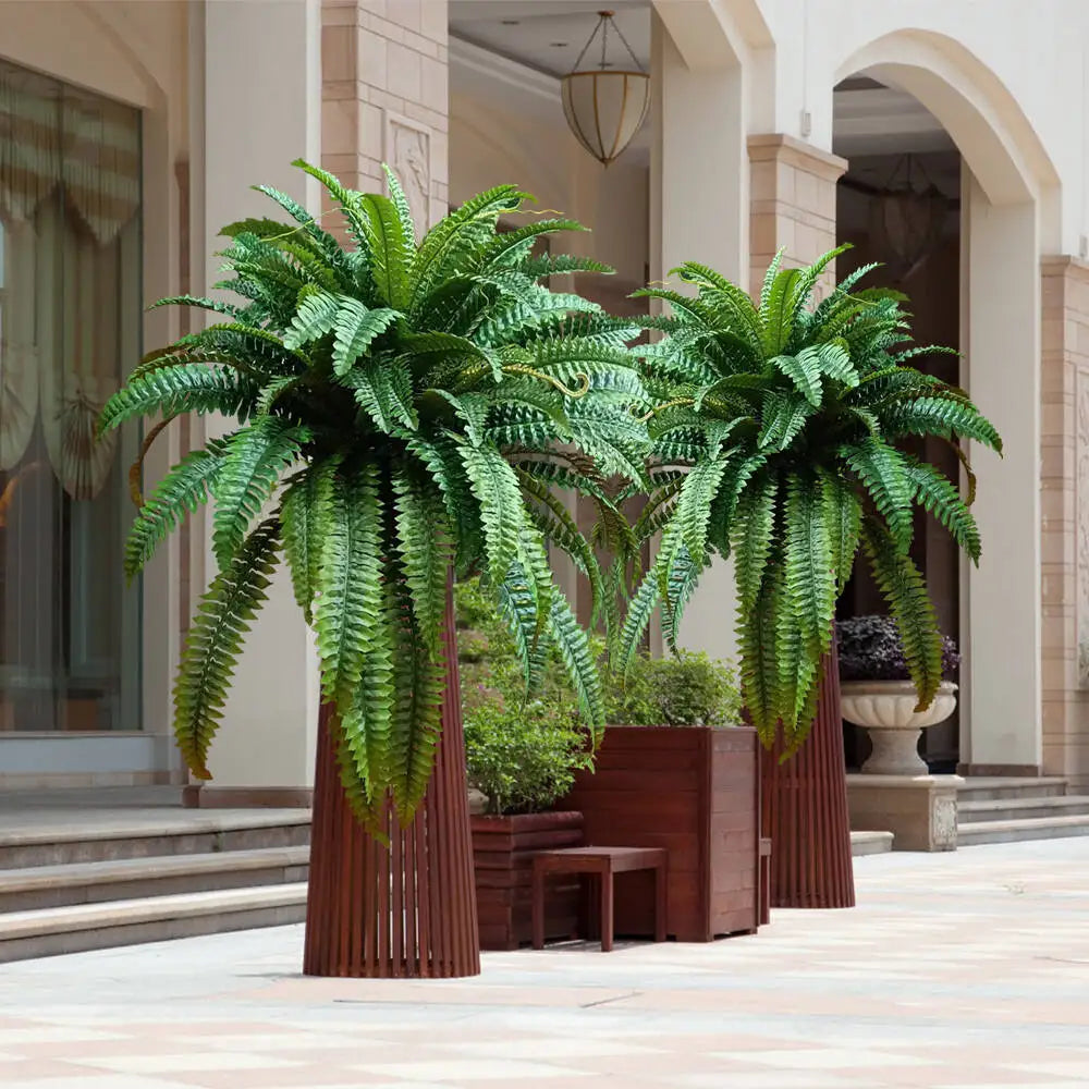 plantes artificielles vertes feuilles fines modernes grande taille décoration intérieure feuilles palmier soie synthétique