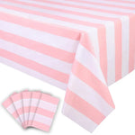nappe rayures horizontales rose blanche décoration fête anniversaire enfantine transparente occasionnelle festive