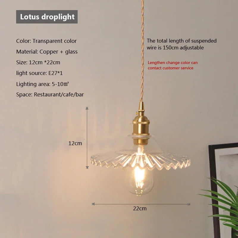 lampe suspendue transparente vintage ampoule E27 câble torsadé motifs géométriques chambre salon étude
