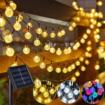 guirlande lumineuse solaire blanc chaud boules translucides moderne clips fixationextérieur ip65 led 37v abs
