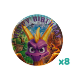 accessoires fête anniversaire dragon spyro assiettes gobelets pailles thème violet jaune vert