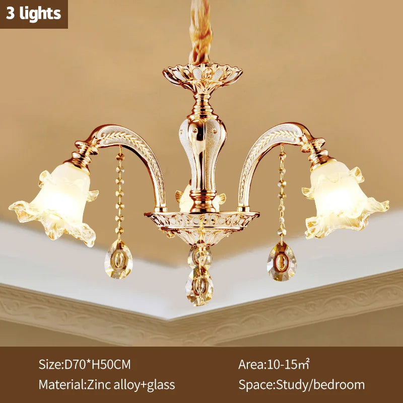 lustre doré cristal fleurs classique baroque salon encastrée led 2000lm 82000lm