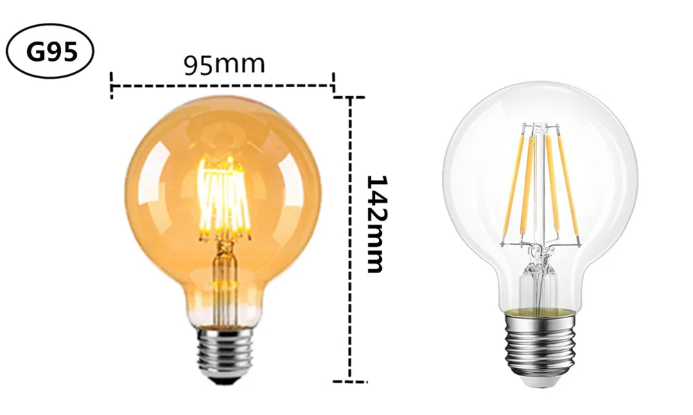 ampoule led filament édison transparente dorée vintage 360° e27 220v 4w 6w 8w 2700k