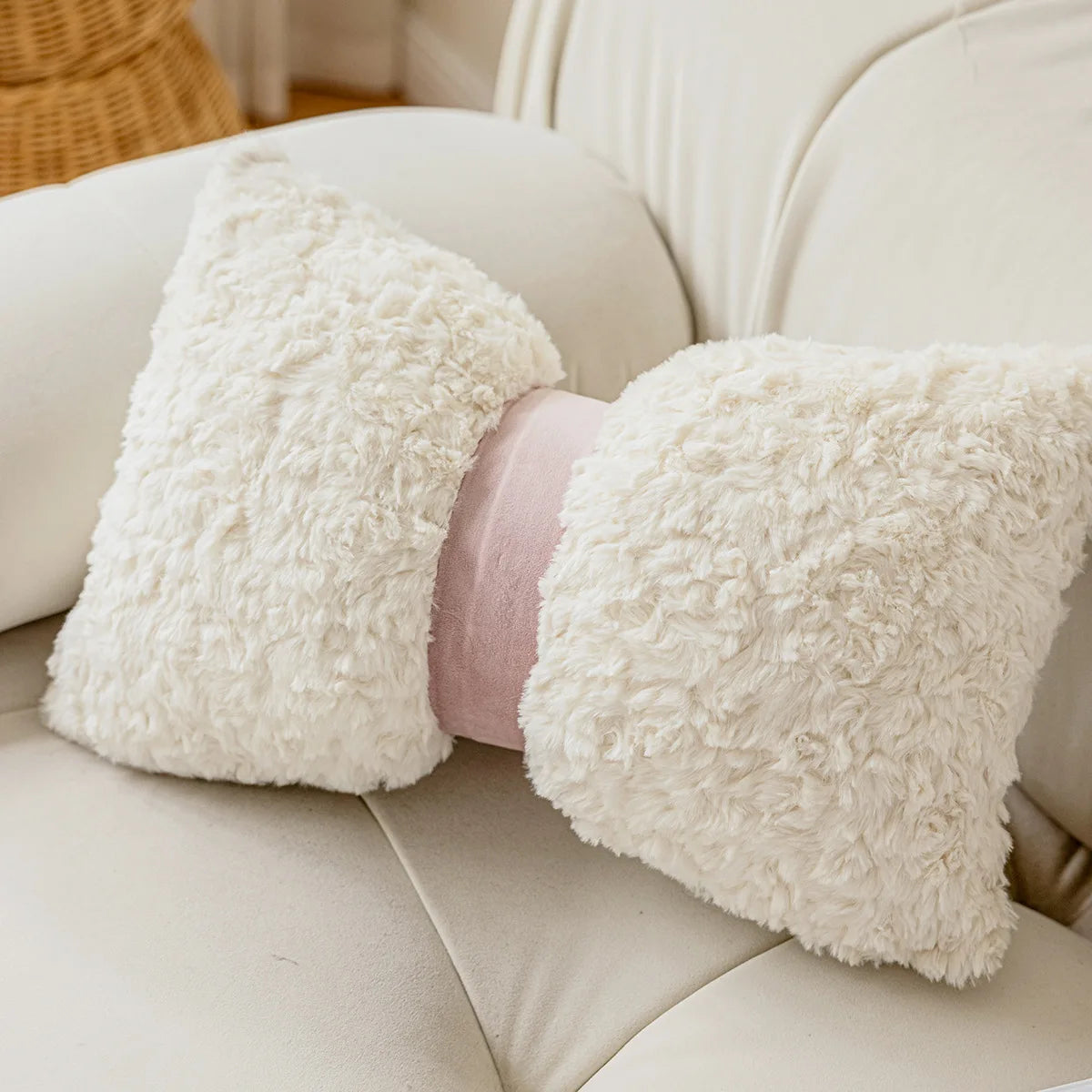 coussins nordiques peluche solides couleurs neutres motif abstraits contemporains maison voiture