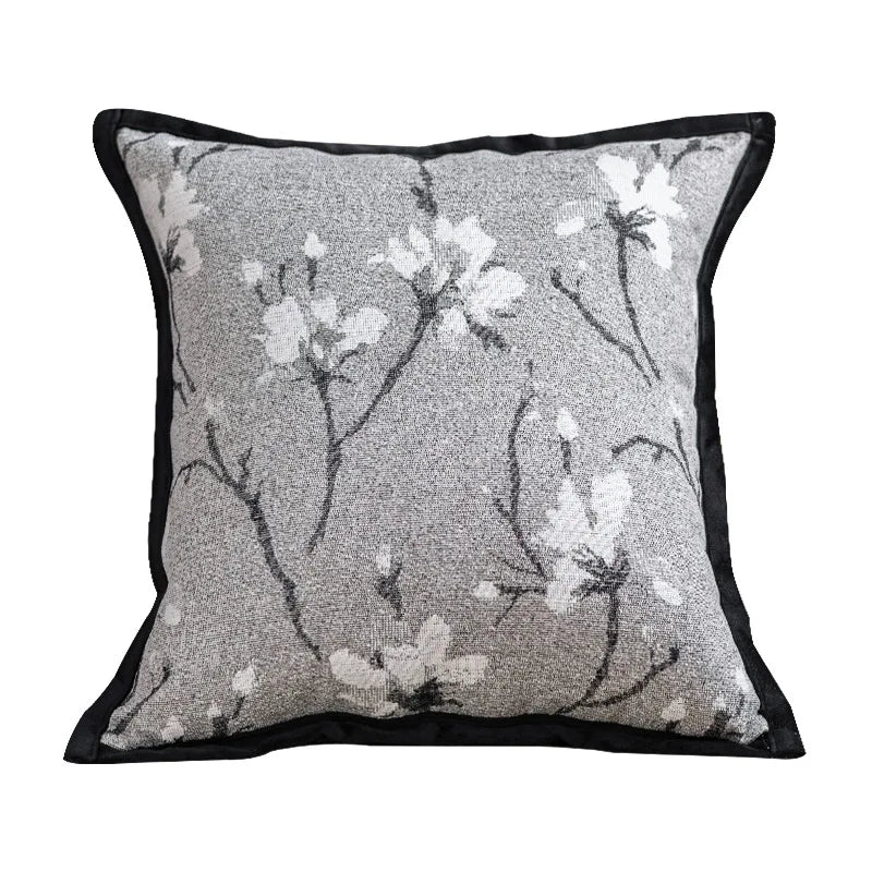 coussin deco gris noir blanc motif floral texture tissée contemporain adhésif maison voiture commercial