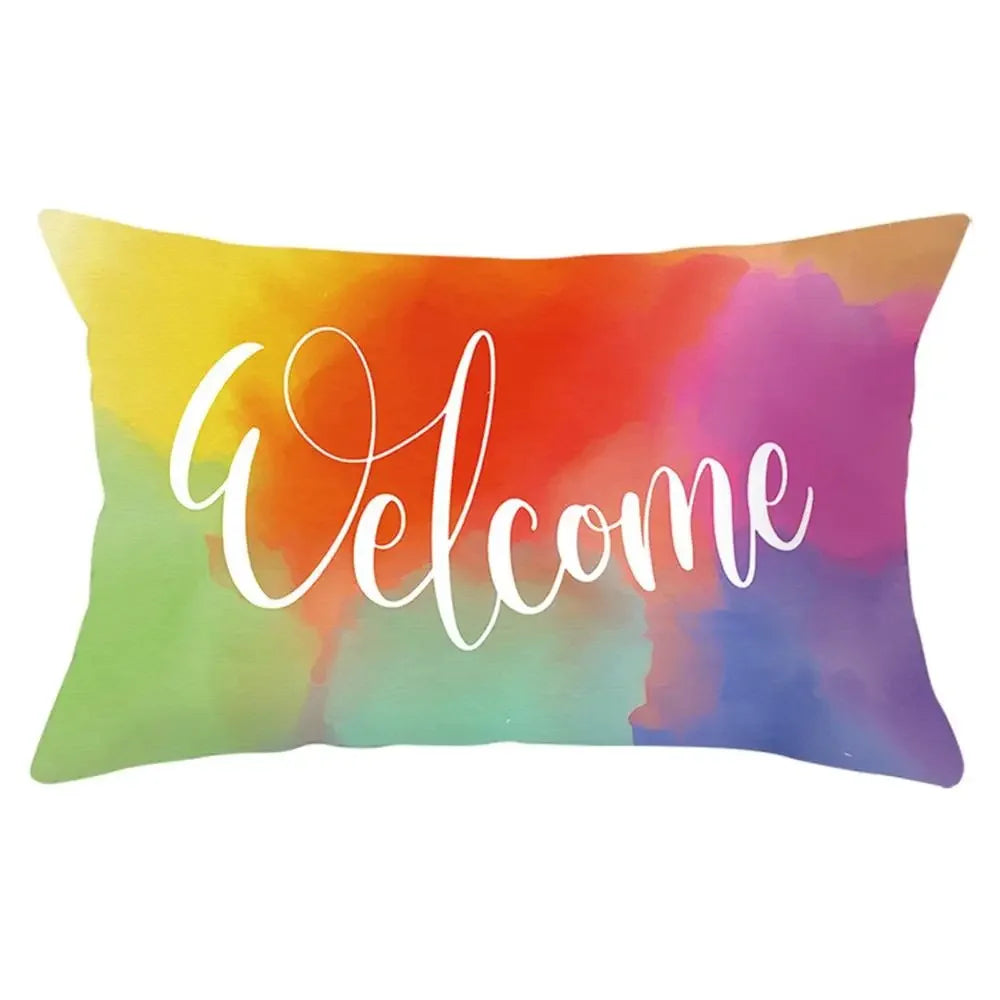 coussin rectangulaire géométrique multicolore décoration intérieure moderne polyester confortable 30x50cm fixations