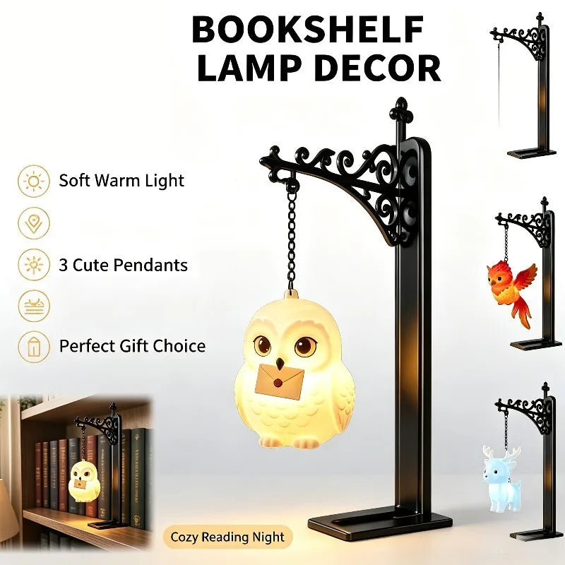 lampe décorative vintage oiseau chouette cerf noël halloween blanc noir élégante bibliothèque