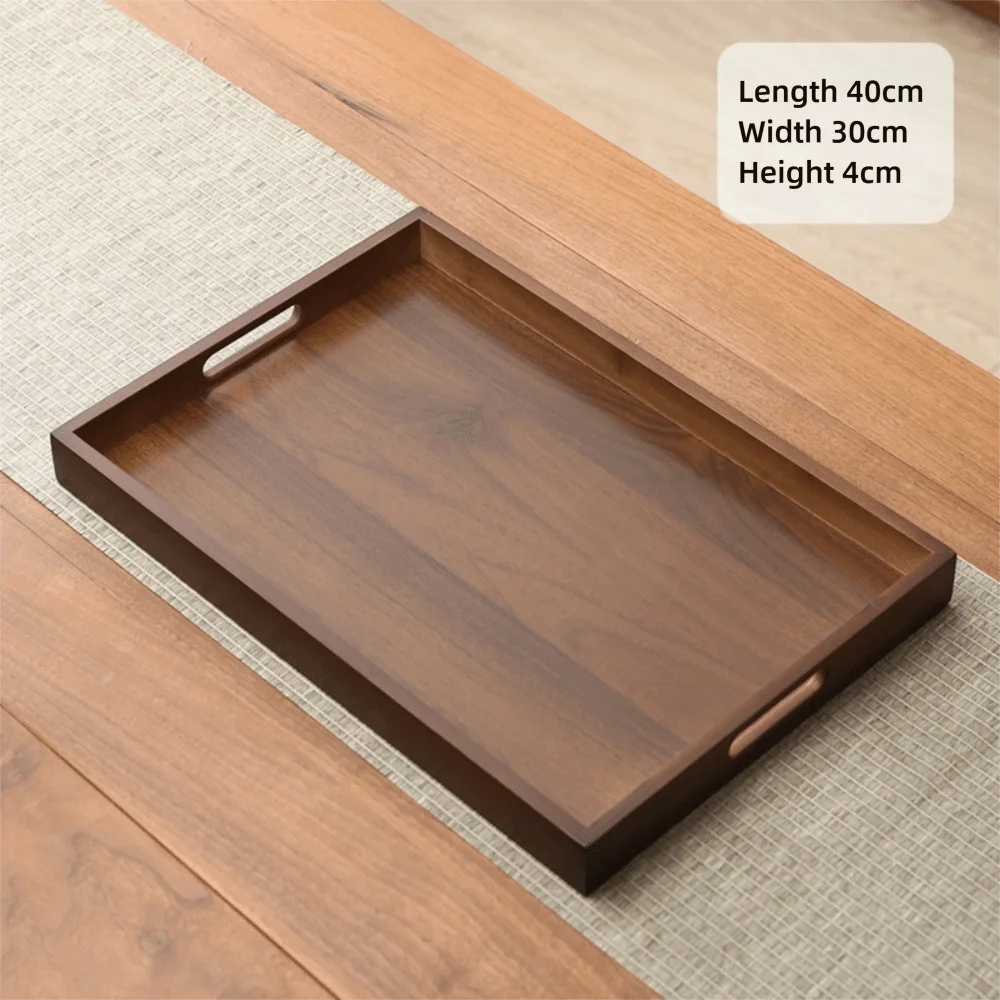 plateau carré bois marron foncé minimaliste poignées service présentation maison rustic