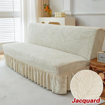 housse canapé lit jacquard motif floral gris foncé extensible salon intérieur protection tissu brocart