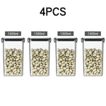 boîtes rangement alimentaire transparentes poignées noires multiple tailles réutilisables modernes pratiques épices pâtes graines
