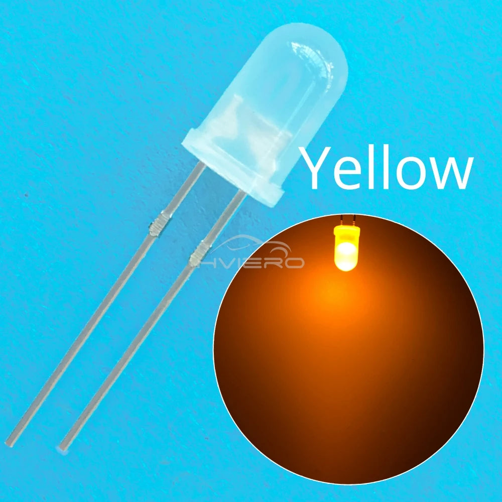 diodes led 5mm diffusées transparentes bleu vert rouge blanc jaune 2pin 1000pcs standard