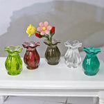 vases résine relief transparents opaques vintage couleurs vert rouge gris bleu violet set 5pcs