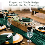 chemin table bleu pastel gaze rustique boho chic décoration mariage fête maison longue