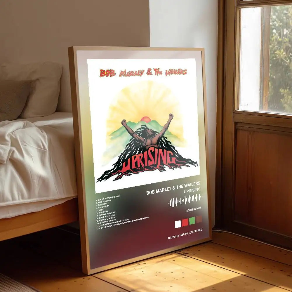 affiche Bob Marley albums chansons graphique moderne salon décoration papier opaque illustration abstraite pop