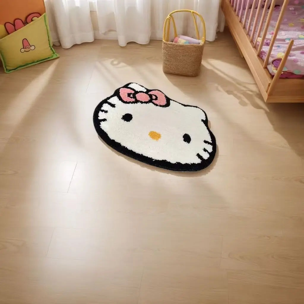 tapis salle bain hello kitty polyester antidérapant absorbant rapide sec blanc noir rose