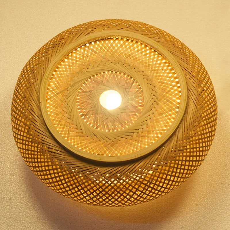 Suspension rotin de 40cm de diamètre vue de dessous