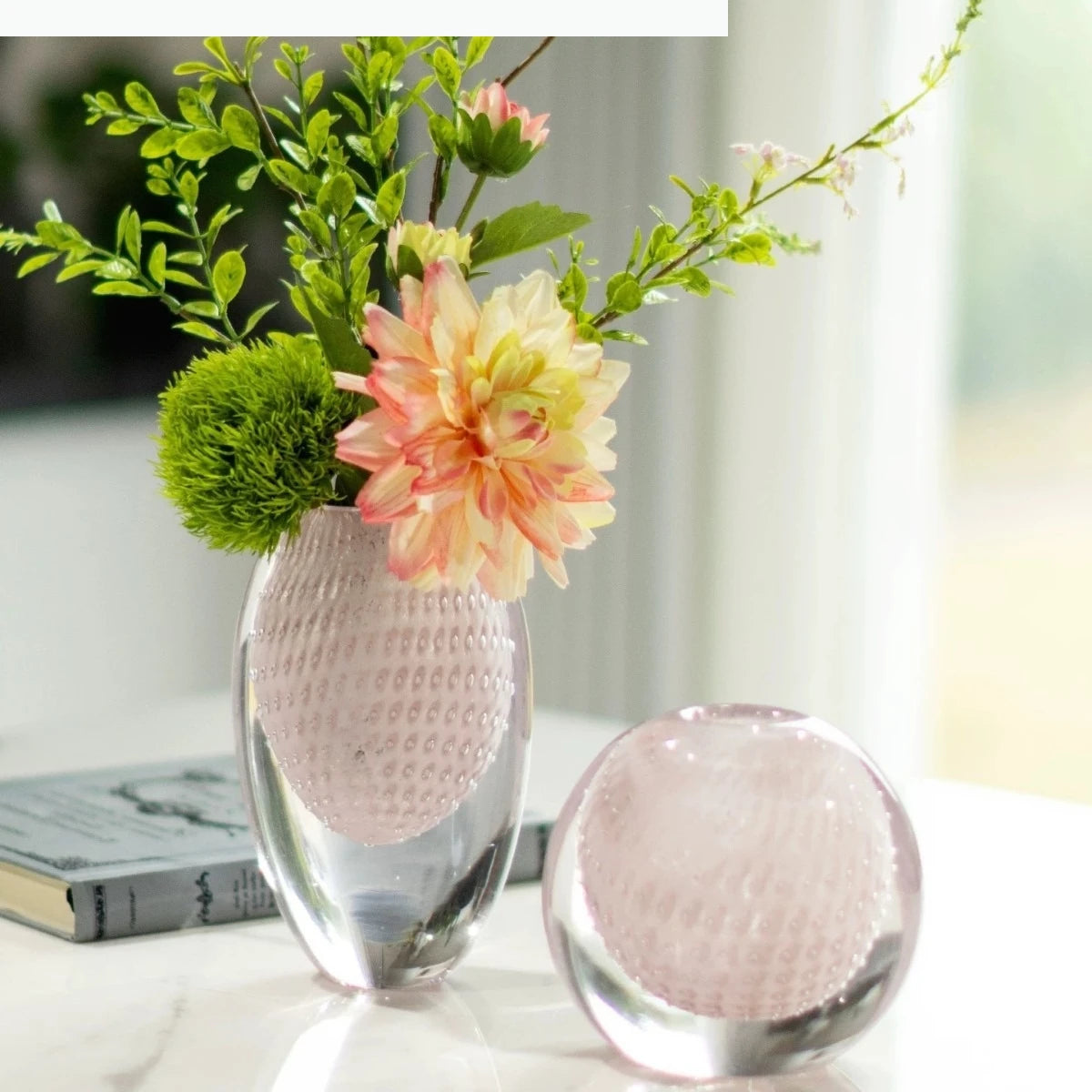 vase verre bleu moderne transparent deco intérieur pois hydroponie terrarium fleur