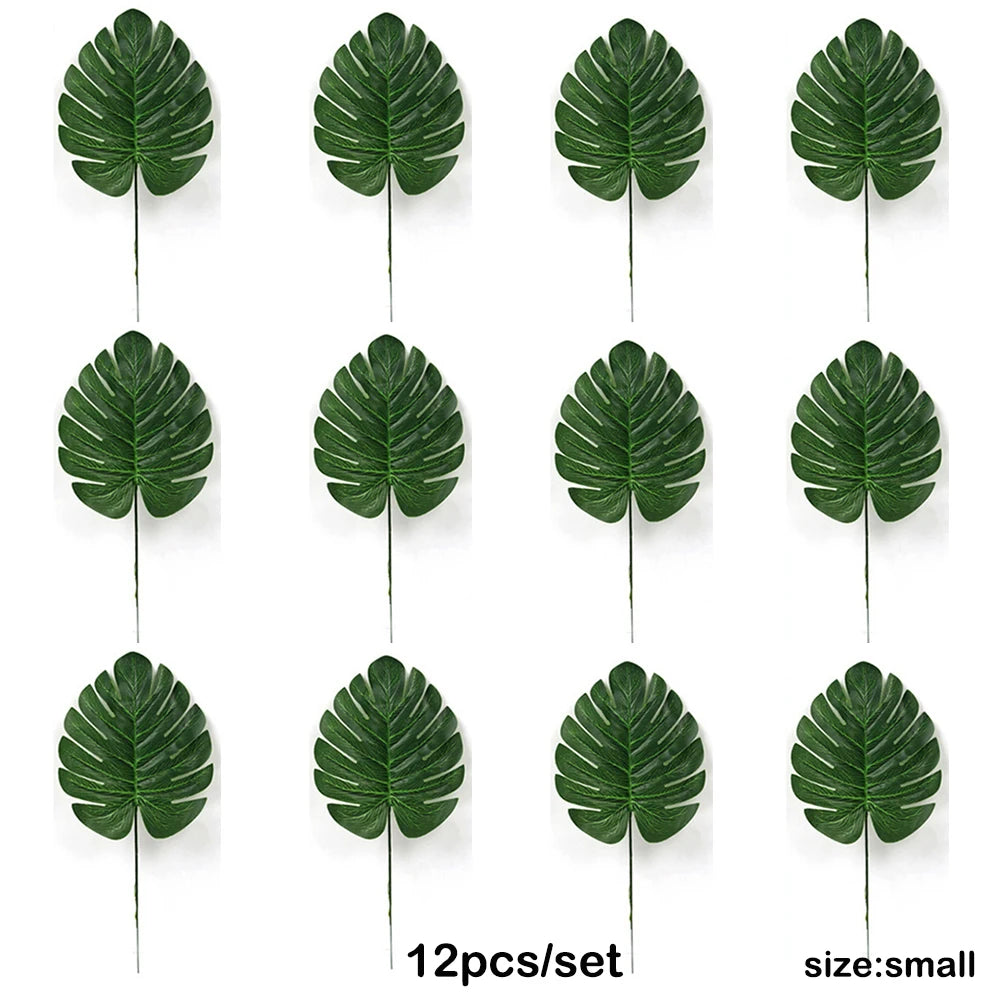 feuilles artificielles tropicales vertes décoration extérieure naturelle mariage anniversaire fête hawaïenne luau