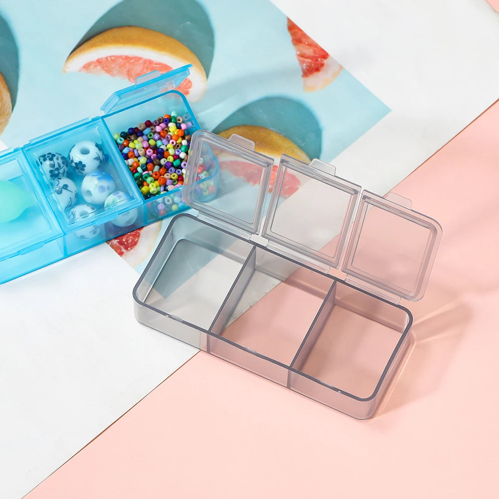 boîte plastique bleu translucide compartiments clips rangement colorées pratique artisanal venta grossiste