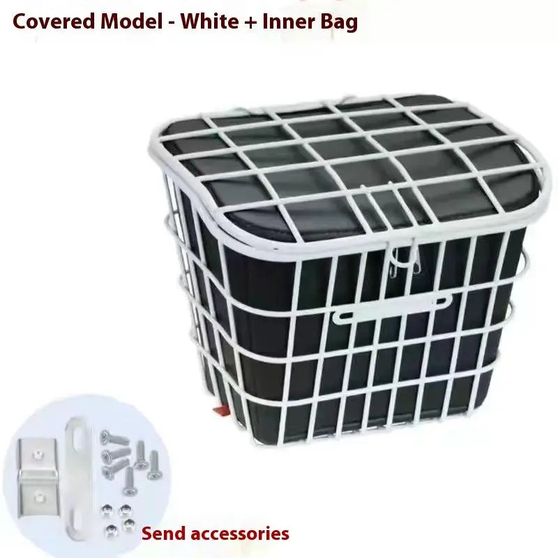 panier vélo blanc maille métallique moderne clips fixation extra large avant arrière clips