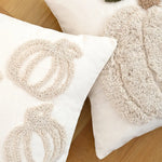 citrouille brodée halloween coussin blanc rustique automne texture épaisse polyester coton décoration sofa chambre