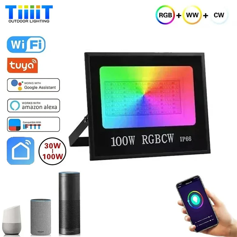 projecteur led ip66 rgb étanche 100w 50w 30w noir moderne clips