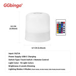 lampe led rechargeable touch veilleuse rgb multiple couleurs modernes éclairage fade strobe flash télécommande