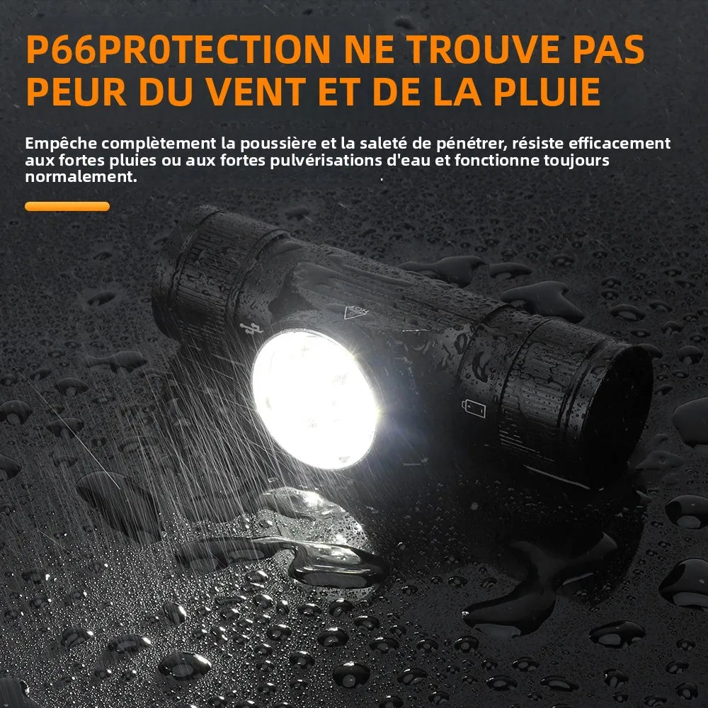 lampe frontale led rechargeable type 10w noir bandeau élastique réfléchissant moderne utilitaire camping