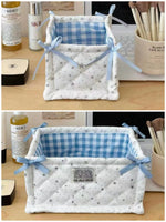 panier rangement tissu vichy animal fleuri blanc rose violet doux texturé