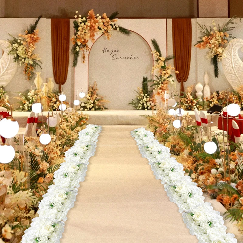 bouquets fleurs artificielles roses hydrangeas mariage anniversaire décoration extérieur blanc vert