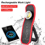 lampe poche led rechargeable usb crochet suspension aimant noir rouge camping travail