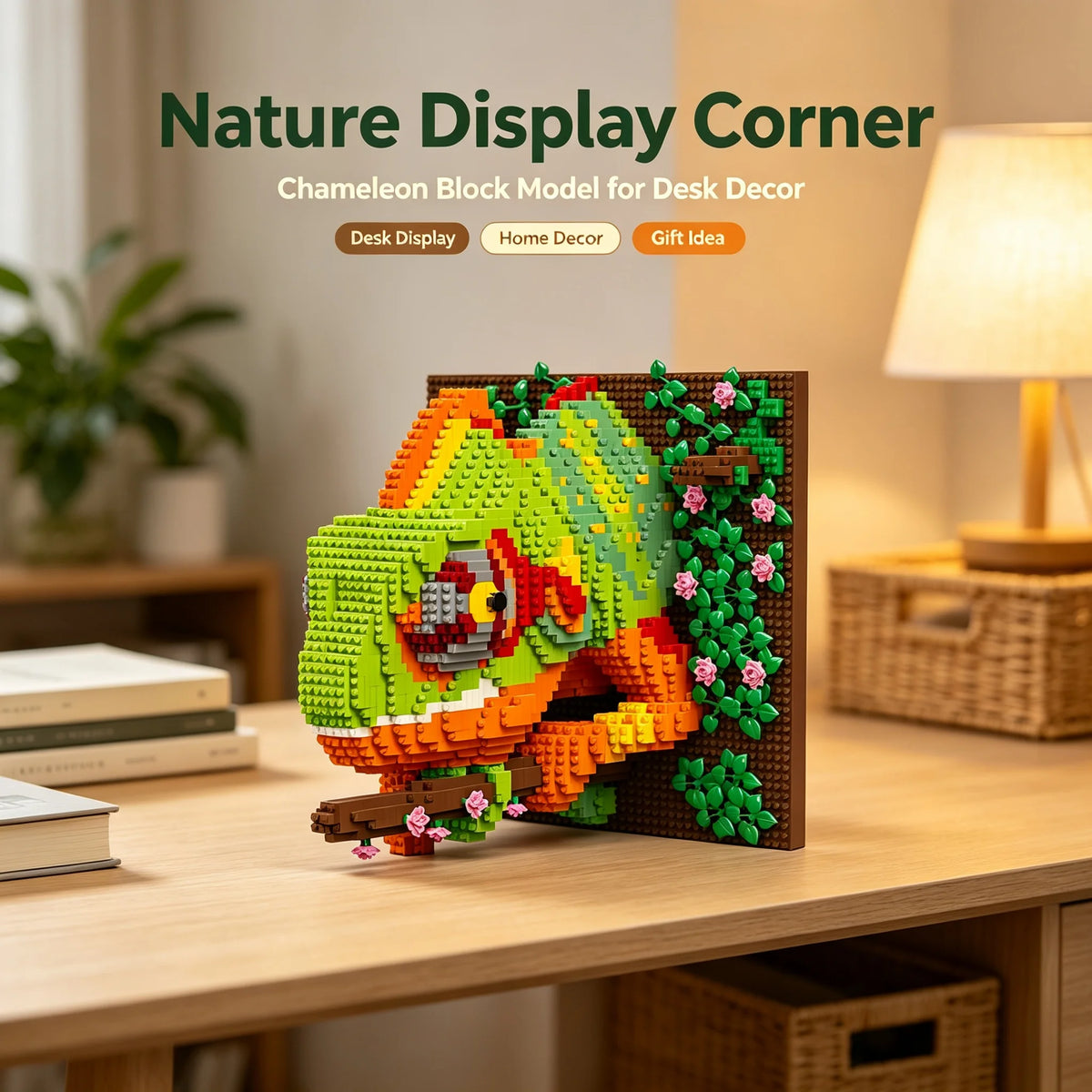 décoration murale 3d chameau blocs construction sculpteur animal vert orange rouge gris rose brunes